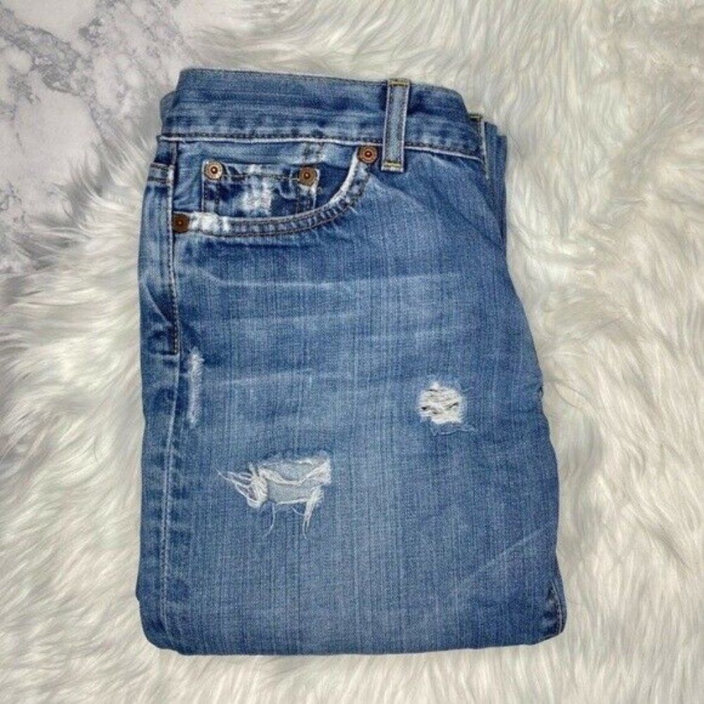 Lucky Brand Straight Leg Boyfriend Jeans Distressed Light Wash 26 Dungarees - Picture 4 of 12